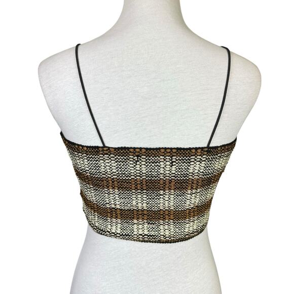 Urban Outfitters UO Dreamweaver Brown Cream Plaid Stretch Cropped Cami Top - Picture 5 of 11